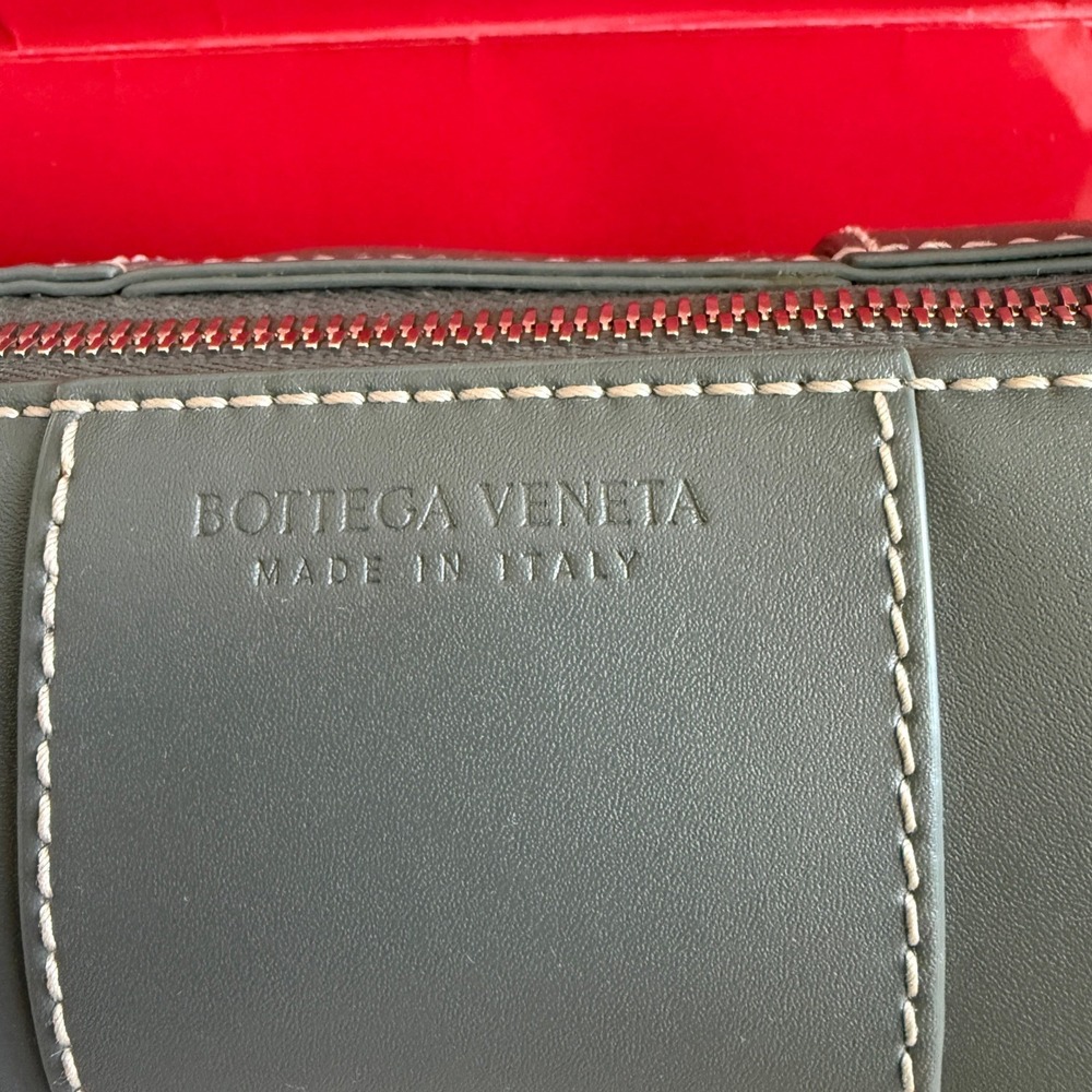 Bottega Veneta Cassette Duffle‎ Leather Crossbody 741561 Intrecciato Blue Grey - Picture 5 of 16